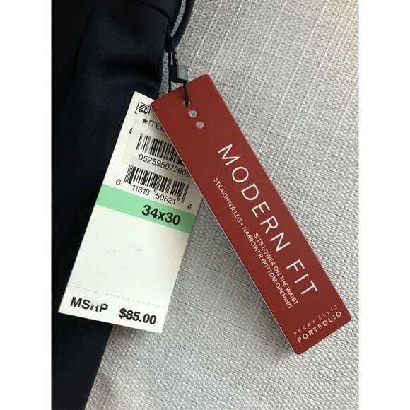 NWT Perry Ellis  Portfolio Pants  Men's 34x30  Slim Fit  Midnight Black $85 - Picture 8 of 13